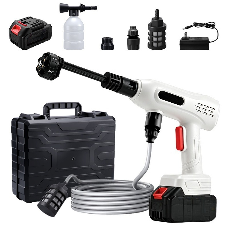 Outdoor Power Washer - ปืนฉีดน้ำแรงดันสูงไร้สายพร้อมแบตเตอรี่ลิเธียม เครื่องฉีดโฟมแบบพกพาสำหรับทำความสะอาดรถยนต์ สวน ลานบ้าน และกลางแจ้ง