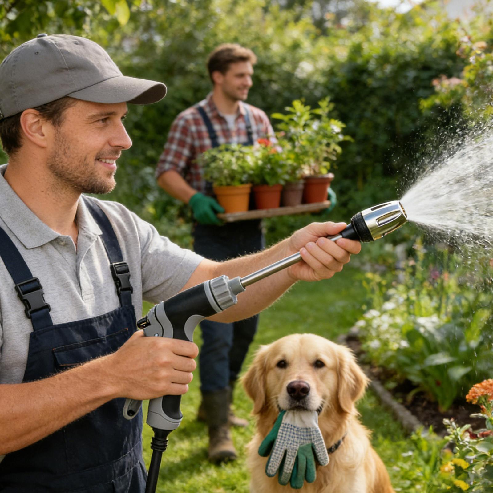 Outdoor Power Washer - หัวฉีดน้ำแรงดันสูงแบบหมุนได้ พร้อมหัวฉีดพ่นน้ำ 3 โหมด ปรับระดับแรงดันได้ สำหรับสวน
