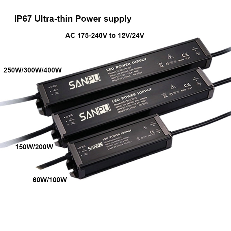 Outdoor Power Transformer - แหล่งจ่ายไฟกันน้ำ IP67 แบบบางพิเศษ สำหรับไฟ LED ภายนอกอาคาร