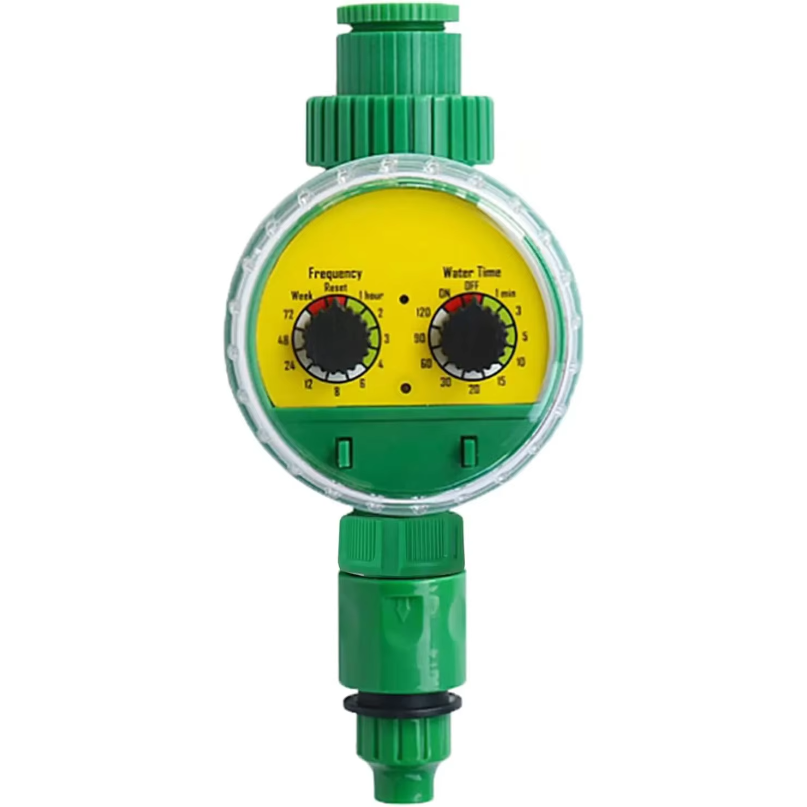 Outdoor Power Timer - สายยางรดน้ำอัตโนมัติสำหรับสวนกลางแจ้ง สีเขียว ทำจากพลาสติก พร้อมตัวตั้งเวลาและก๊อกน้ำ