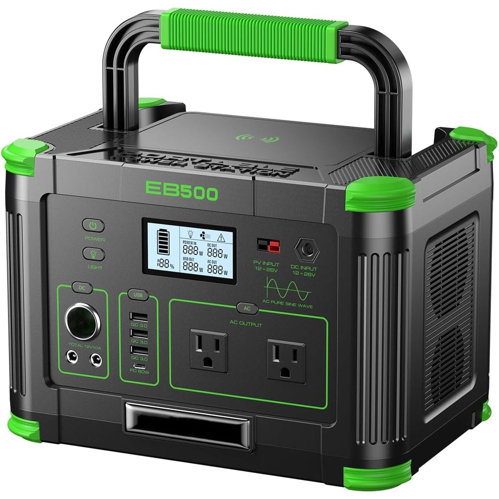 Outdoor Power Outlet - สถานีพลังงานแบบพกพา 500W 519.48Wh เครื่องกำเนิดไฟฟ้าสำรองสำหรับใช้งานกลางแจ้ง | มีเต้าเสียบไฟ