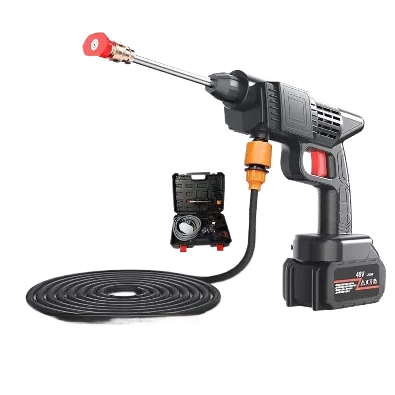 Outdoor Power Washer - ​ เครื่องฉีดน้ำแรงดันสูงแบบพกพาพร้อมแบตเตอรี่ลิเธียม - ปืนฉีดน้ำไร้สายทรงพลังสำหรับการล้างรถอย่างมีประสิทธิภาพและการใช้งานกลางแจ้ง