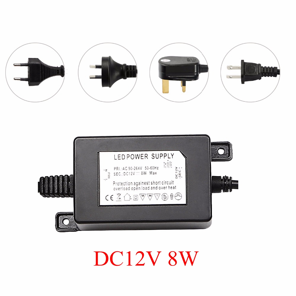 Outdoor Power Transformer - IP67 กันน้ำ DC12V 8W หม้อแปลงไฟฟ้าสำหรับไฟ LED