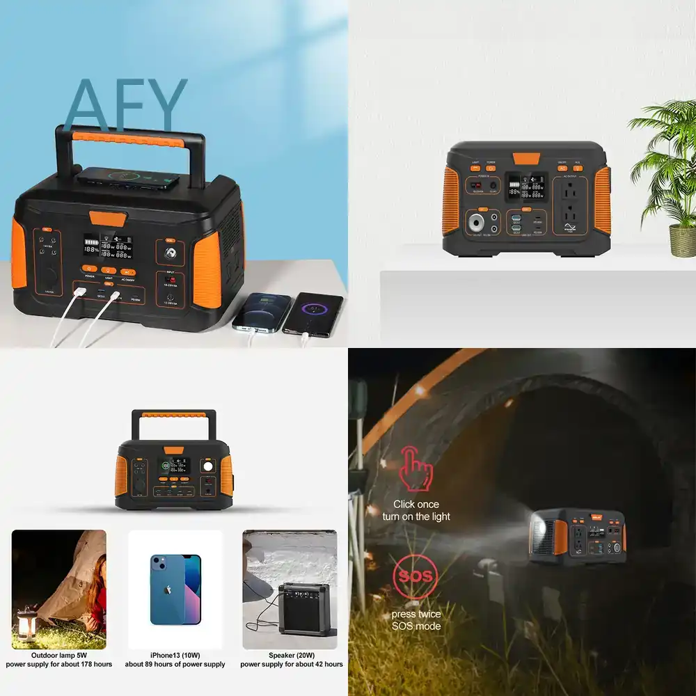Outdoor Power Bank With Ac Outlet - สถานีไฟฟ้าพกพาสำหรับตั้งแคมป์ ช่องเสียบ AC DC ชาร์จไฟได้ แบตเตอรี่สำรองพลังงานแสงอาทิตย์