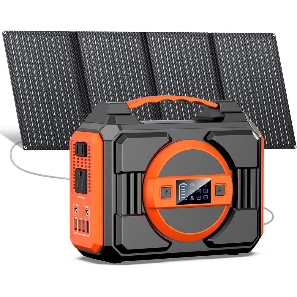 Outdoor Power Bank With Ac Outlet - เครื่องกำเนิดไฟฟ้าพลังงานแสงอาทิตย์แบบพกพา 300 วัตต์ พร้อมแผงโซลาร์เซลล์ 40 วัตต์,