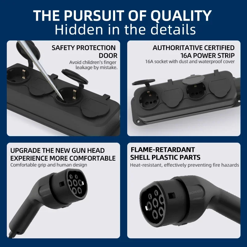 แบบพกพา 16A 4KW ไฟฟ้ารถ EV Cha - Outdoor Power Outlet บทวิจารณ์และราคา