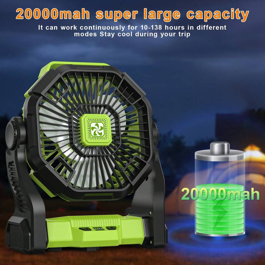 พัดลมพกพาแบตเตอรี่ขนาด 20000mA - Outdoor Power Timer บทวิจารณ์และราคา